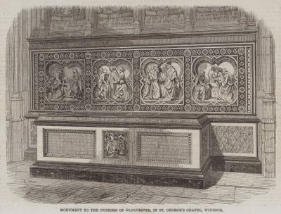 Monumento a la Duquesa de Gloucester, en la Capilla de San Jorge, Windsor (grabado) de English School