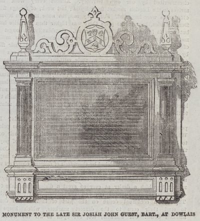 Monumento al difunto Sir Josiah John Guest, baronet, en Dowlais de English School