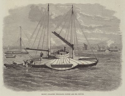 Estación telegráfica flotante y refugio marítimo de Moody (grabado) de English School