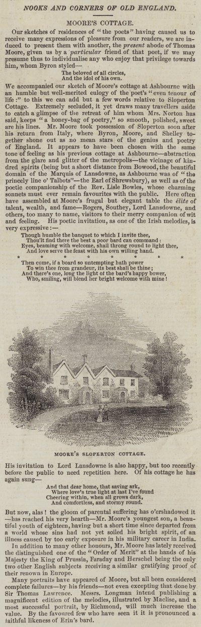 Cabaña de Sloperton de Moore (grabado) de English School