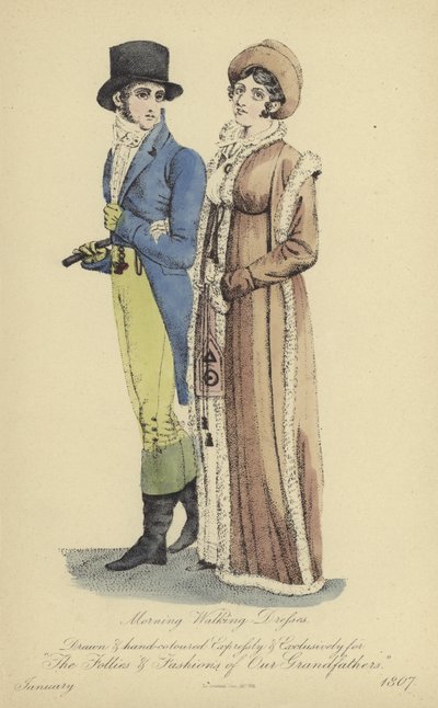 Vestido de paseo matutino para damas y caballeros de English School