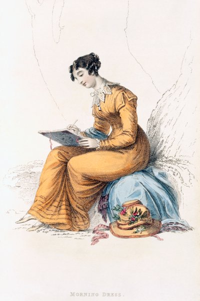 Vestido de mañana, lámina de moda de Ackermanns Repository of Arts de English School