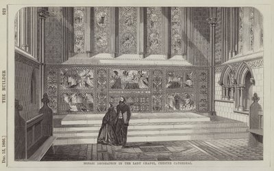 Decoración Mosaica en la Capilla de la Virgen, Catedral de Chester (grabado) de English School