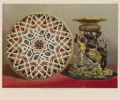 Tablero de mesa de mosaico y su pedestal de English School