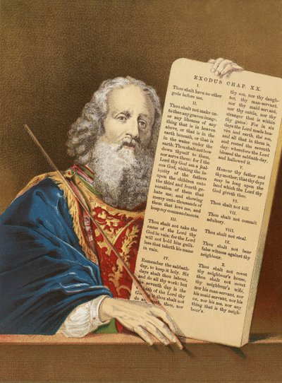 Moisés con las tablas de la ley de English School