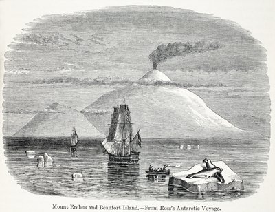 Monte Erebus e Isla Beaufort del viaje antártico de Ross de English School