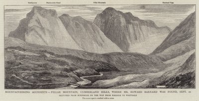 Accidentes de montañismo, montaña Pilar, colinas de Cumberland, donde se encontró al Sr. Edward Barnard de English School