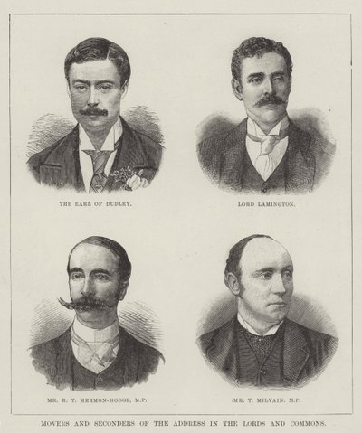 Proponentes y Secundadores del Discurso en los Lores y Comunes (grabado) de English School