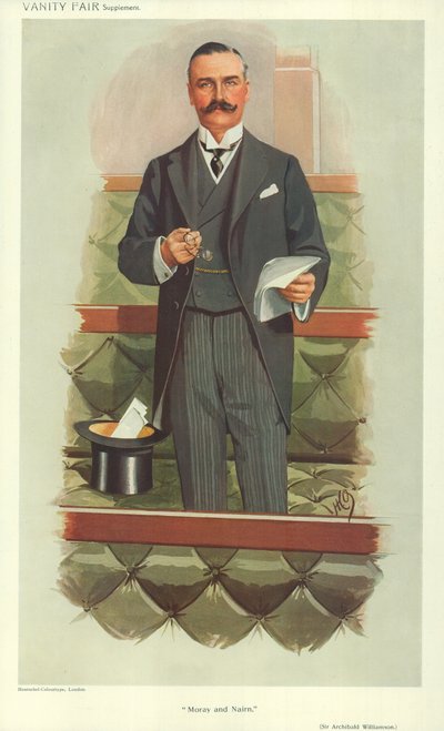 Mr Archibald Williamson, Moray y Nairn, 16 de diciembre de 1909, caricatura de Vanity Fair de English School