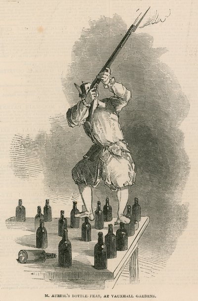 La hazaña de la botella del Sr. Auriol en los Jardines de Vauxhall, Londres de English School