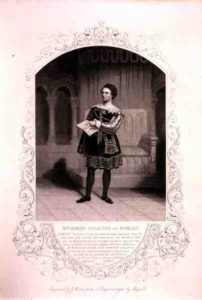 El Sr. Barry Sullivan como Hamlet, Acto II Escena 2, en la obra de William Shakespeare (1564-1616) grabado por J. Moore, de un daguerrotipo de J.P. Mayall (1810-1901) de English School