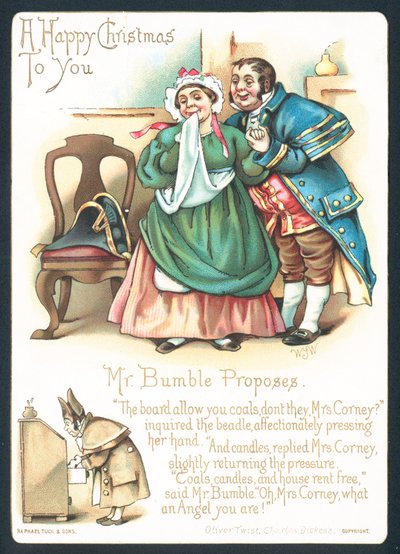 Sr. Bumble y Sra. Corney, Tarjeta de Navidad de English School