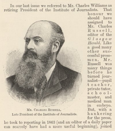 El difunto Charles Russell, ex Presidente del Instituto de Periodistas de English School