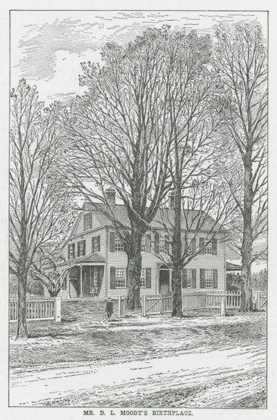 Casa natal del Sr. DL Moody (litografía) de English School
