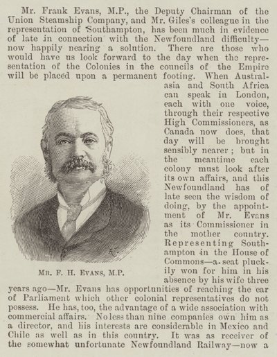 El Sr. F H Evans, MP de English School