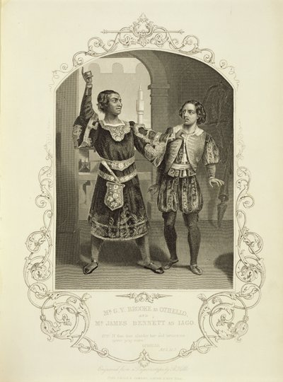 El Sr. G. V. Brooke como Otelo y James Bennett como Iago, Acto III Escena 3, en Otelo de William Shakespeare (1564-1616) de English School