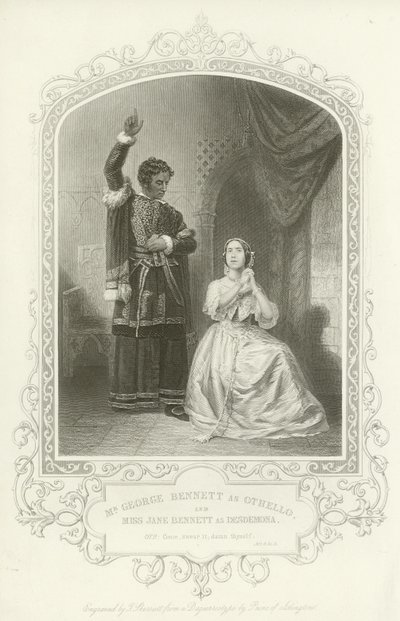 Sr. George Bennett como Otelo y Srta. Jane Bennett como Desdémona, Otelo, Acto IV, escena II de English School