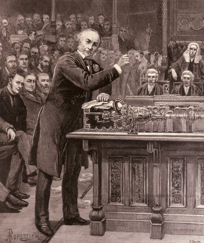 Mr. Gladstone explicando a la Cámara de los Comunes su esquema para el gobierno de Irlanda, de 