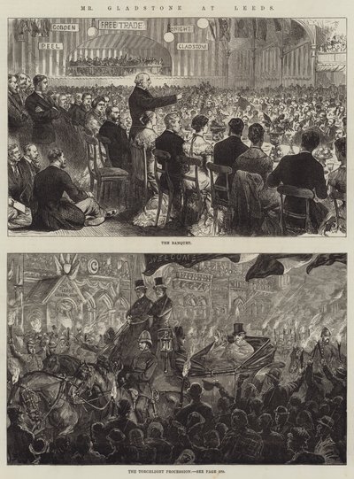 Sr. Gladstone en Leeds (grabado) de English School