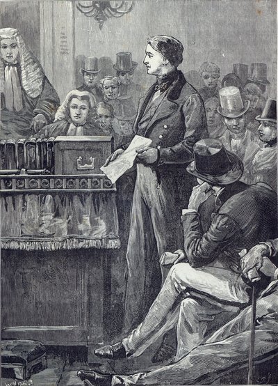 El Sr. Gladstone pronunciando su primer discurso en la Cámara de los Comunes de English School
