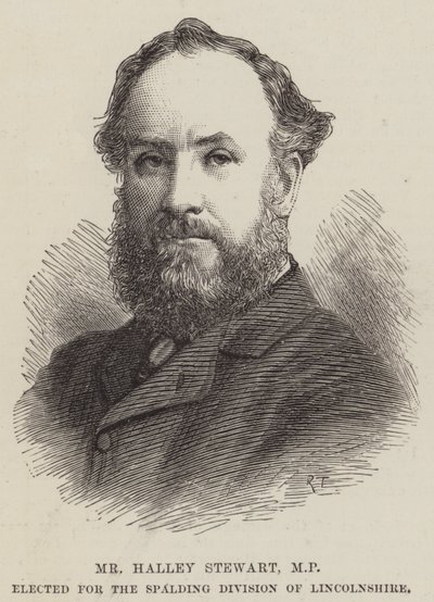 Sr. Halley Stewart, MP, elegido para la División de Spalding de Lincolnshire (grabado) de English School
