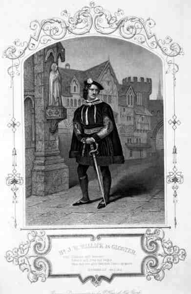 El Sr. J.W. Wallack como Gloster, Acto I Escena 1, en Ricardo III, por William Shakespeare, de un daguerrotipo de P. Hals de Nueva York (grabado) de English School