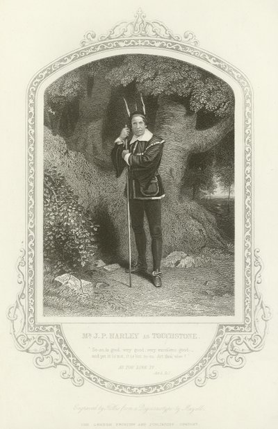 Sr. J P Hartley como Touchstone, Como gustéis, Acto V, escena i de English School