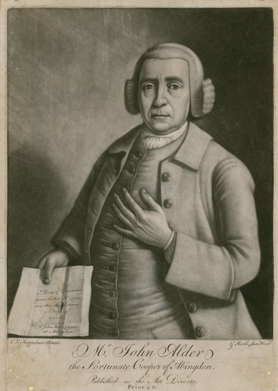 El Sr. John Alder, el afortunado tonelero de Abingdon, ganador de la lotería de English School