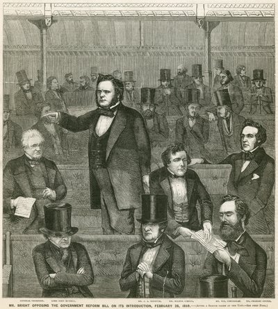 El Sr. John Bright oponiéndose al Proyecto de Ley de Reforma del Gobierno en su introducción, 28 de febrero de 1859 de English School