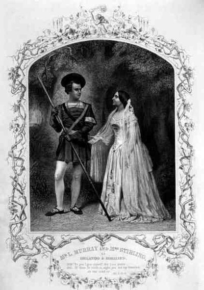 Sr. L. Murray como Orlando y Sra. Stirling como Rosalind, Acto V Escena 4, en Como Gustéis de William Shakespeare (1564-1616) de English School