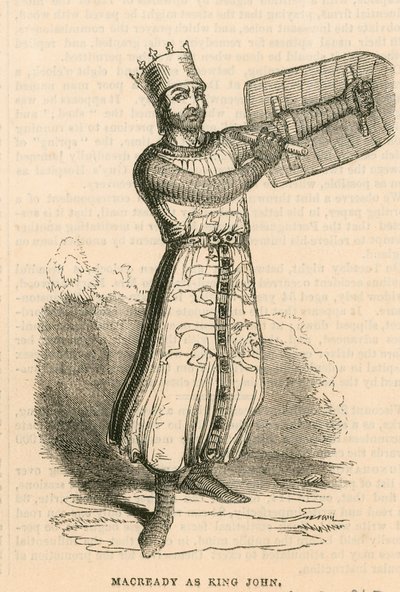 Mr. Macready en el papel principal de la obra Rey Juan, Teatro Drury Lane, Londres de English School