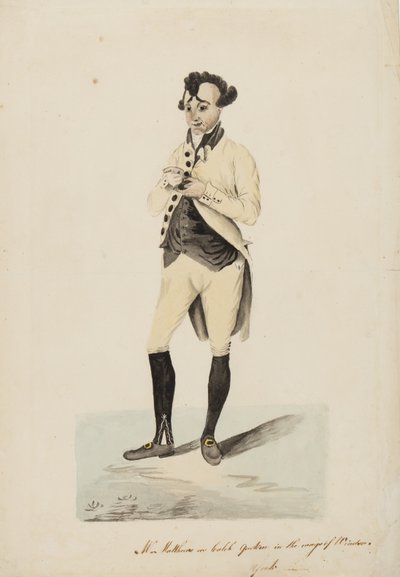 Sr. Matthews como Caleb Quotem en los Wags de Windsor, York, c.1820 de English School
