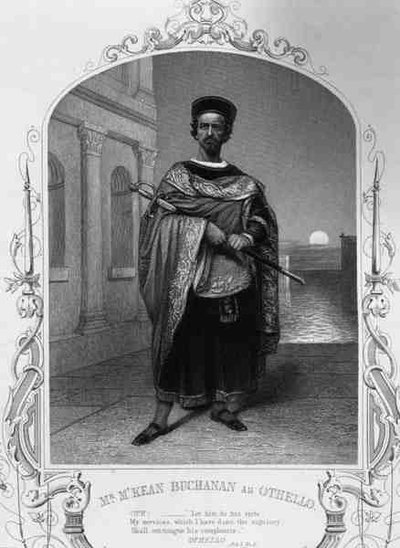 El Sr. McKean Buchanan como Otelo, Acto I Escena 2, en la obra de William Shakespeare (grabado) de English School