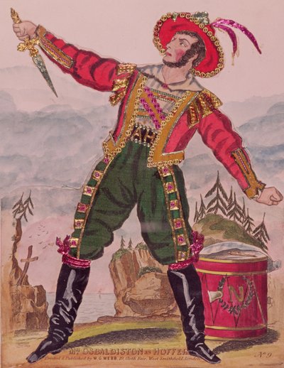 El Sr. Osbaldiston como Andreas Hofer (Hoffer) el líder patriota tirolés, pub. por W.G. Webb, Londres (grabado y collage) de English School