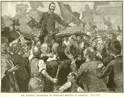 El Sr. Parnell dirigiéndose a una reunión anti-renta en Limerick de English School