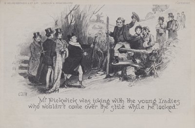 El Sr. Pickwick bromeando con las jóvenes de English School