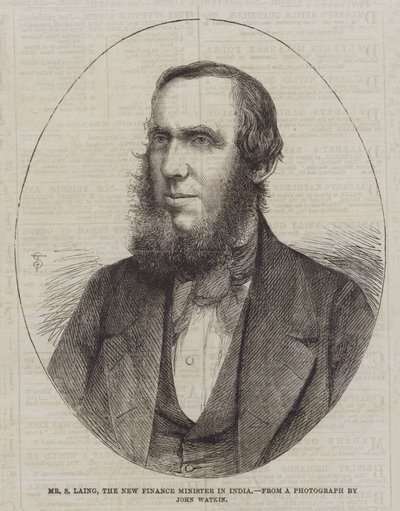 S. Laing, nuevo Ministro de Hacienda de la India (grabado) de English School