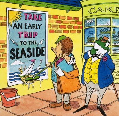 El Sr. Sapo contemplando unas vacaciones junto al mar de English School