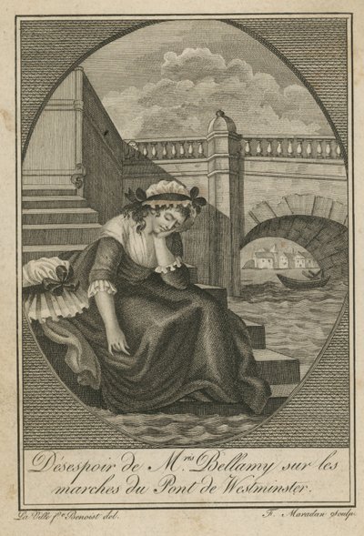 La Sra. Bellamy en desesperación en los escalones del Puente de Westminster de English School