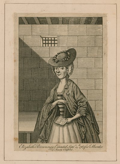 La Sra. Brownrigg en la celda de la prisión de Newgate, Londres (grabado) de English School
