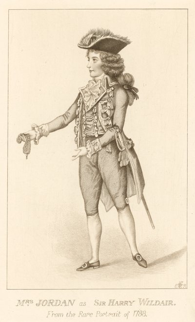 Mrs Jordan como Sir Harry Wildair del raro retrato de 1788 de English School