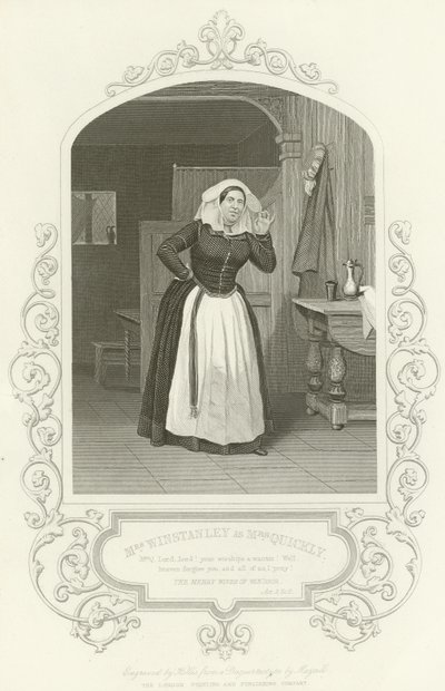 Sra. Winstanley como Sra. Quickly, Las alegres comadres de Windsor, Acto II, escena ii de English School