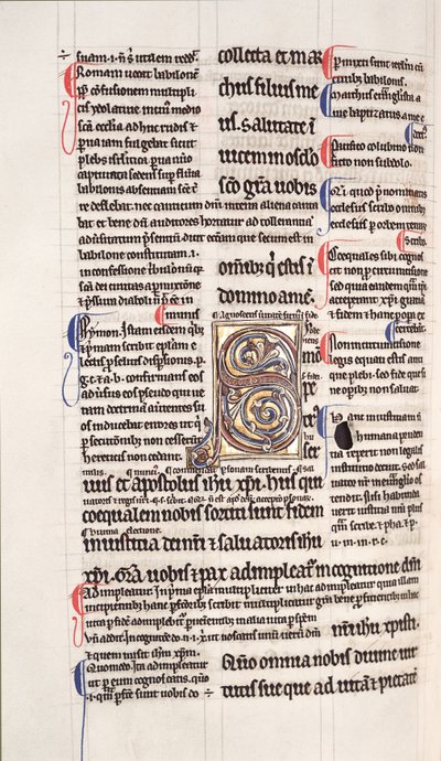 Ms.27, f.109v: Página de una copia glosada del Nuevo Testamento de English School