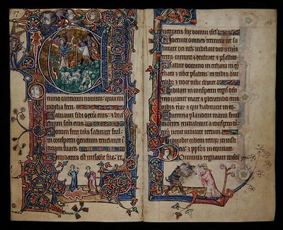 Ms 1-2005, ff.139v-140r: La anunciación a los pastores, inicial historiada 