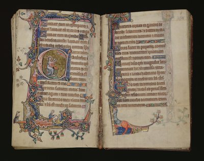 Ms 1-2005, ff.207v-208r: Isaías rezando, inicial historiada del Macclesfield Psalter, Uso de Sarum, East Anglia, c.1330 de English School