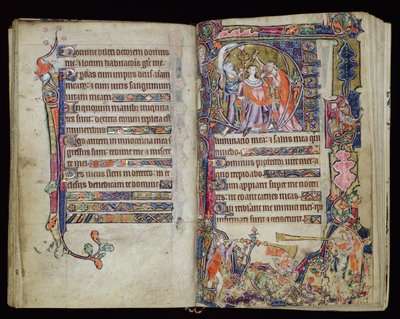Ms 1-2005, ff.38v-39r: La Unción de David, inicial historiada D del Macclesfield Psalter, Uso de Sarum, East Anglia, c.1330 de English School