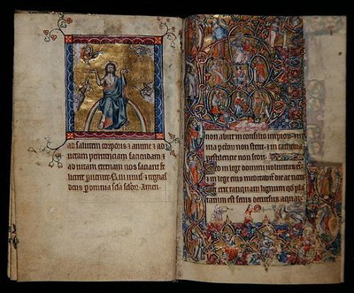 Ms 1-2005, ff.8v-9r: Cristo en el Juicio y el Árbol de Jesé, del Salterio de Macclesfield, Uso de Sarum, East Anglia, c.1330 de English School