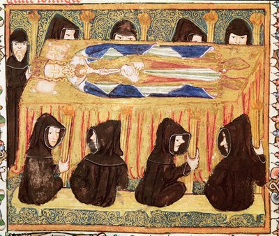 Ms 197 f.22v Funeral de un rey, de Liber Regalis de English School