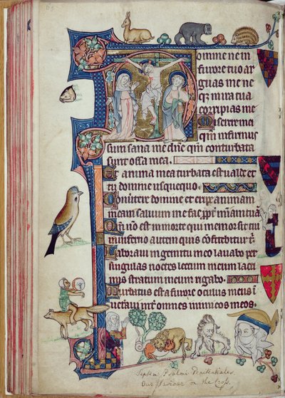 Ms 242 f.55v La Crucifixión, del Packham-Clifford Hours, Uso de Sarum, c.1314-31 de English School