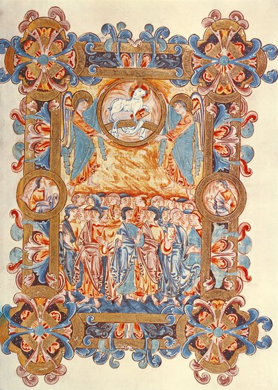 La multitud adorando al Cordero, del Misal de Robert de Jumièges, c.1016 de English School